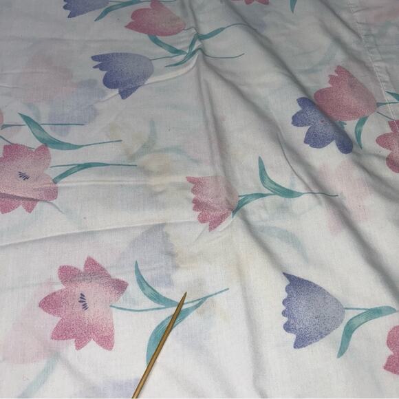 Vintage Steven’s Full Size Tulips Sheet Set 90s - Picture 5 of 9